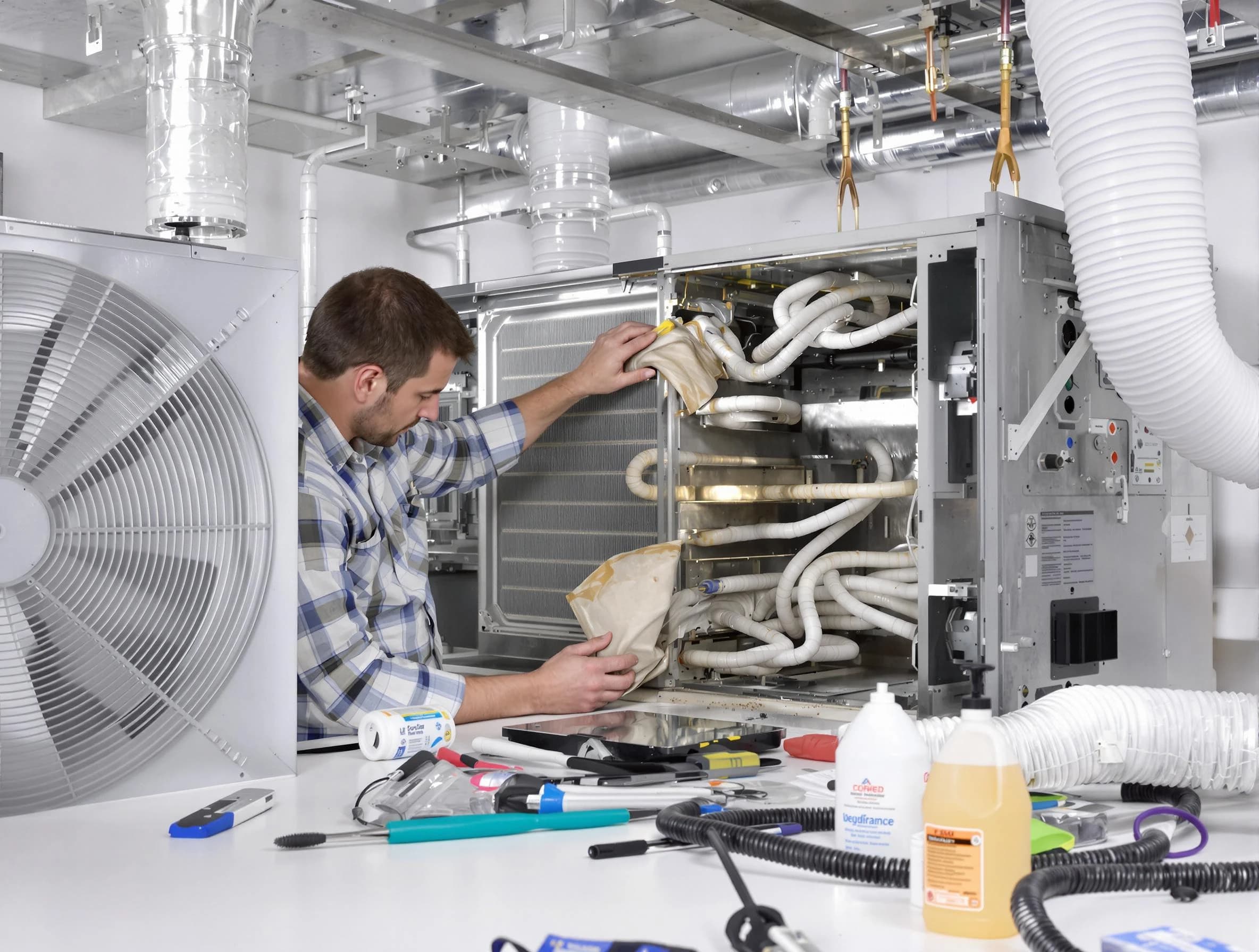 McCandless Air Duct Cleaning specialist performing precision AC coil cleaning in McCandless