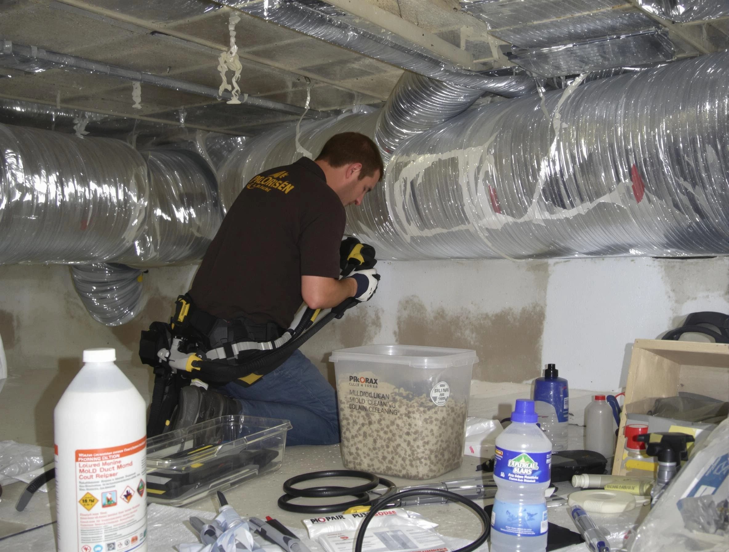McCandless Air Duct Cleaning specialist performing professional mold removal from air ducts in McCandless