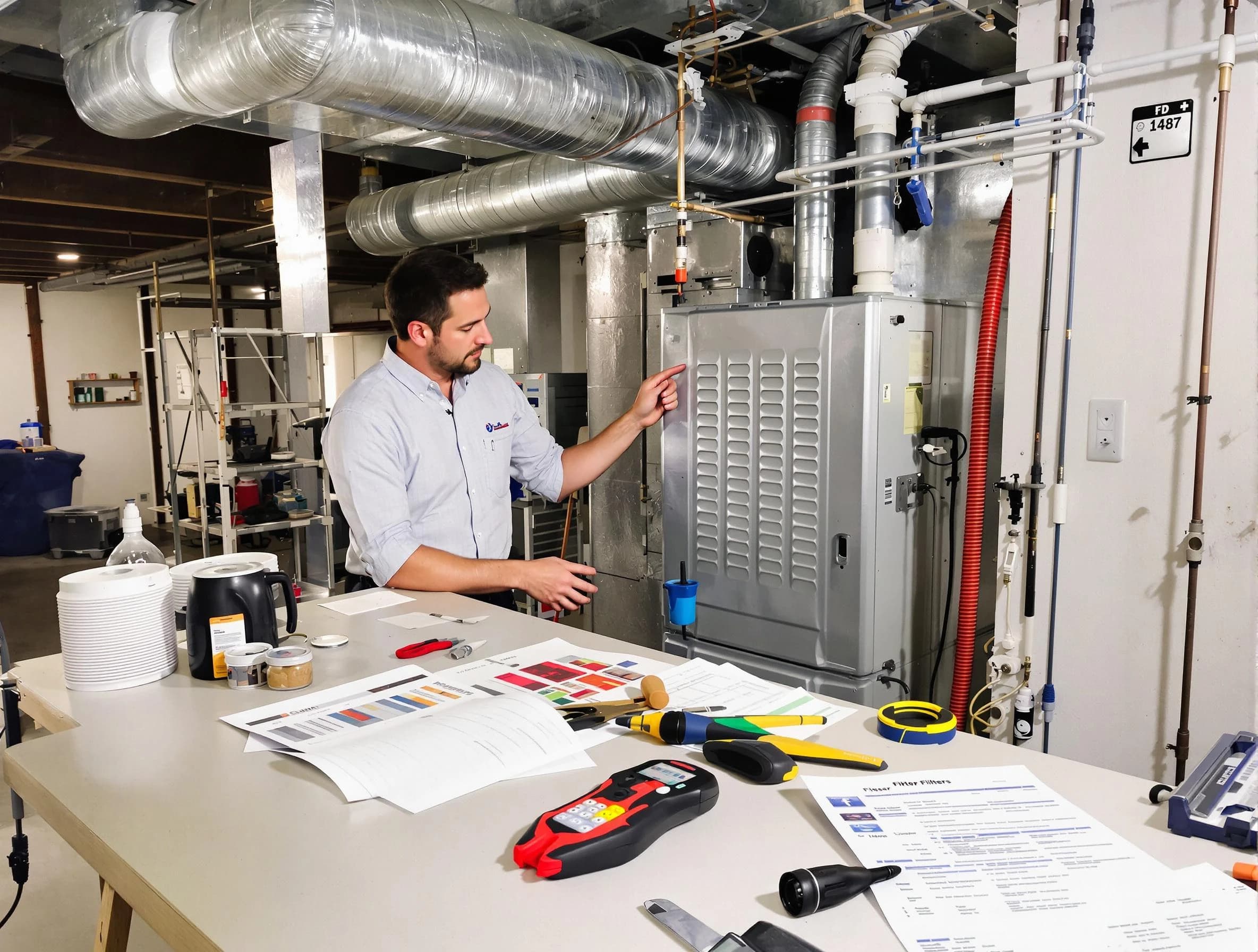 McCandless Air Duct Cleaning inspector conducting detailed filter system evaluation using professional diagnostic tools in McCandless