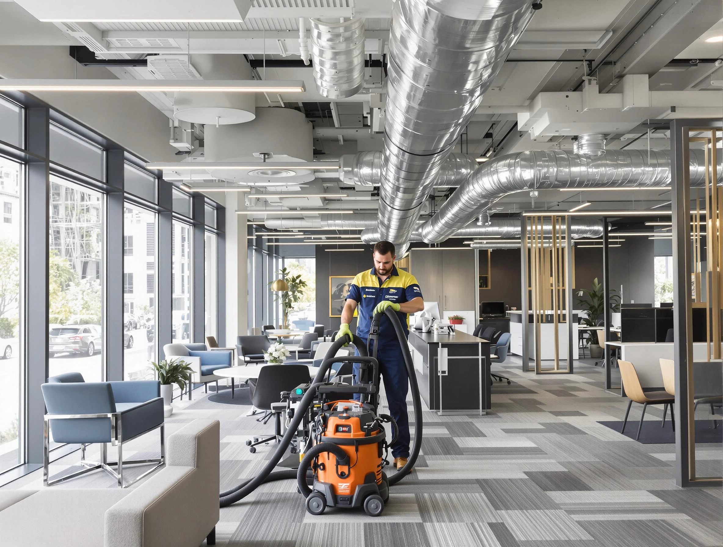 McCandless Air Duct Cleaning team performing thorough commercial duct cleaning at a McCandless business center