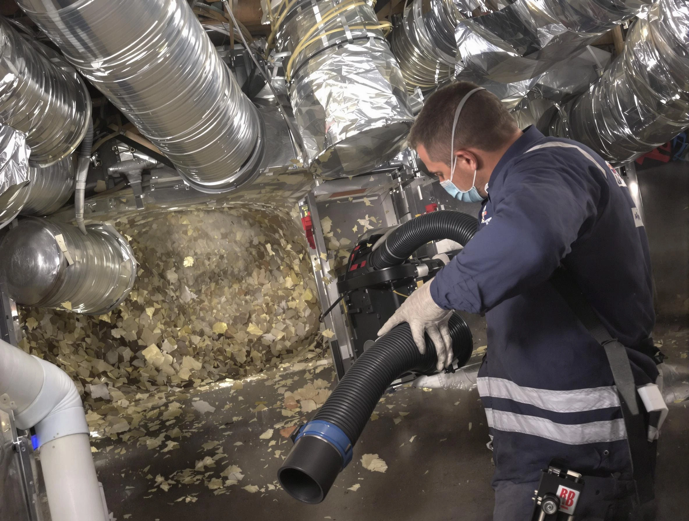 McCandless Air Duct Cleaning specialist operating negative pressure cleaning equipment for thorough duct maintenance in McCandless
